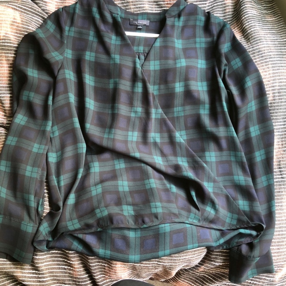 Patterned Green, Blue and Black Blouse
